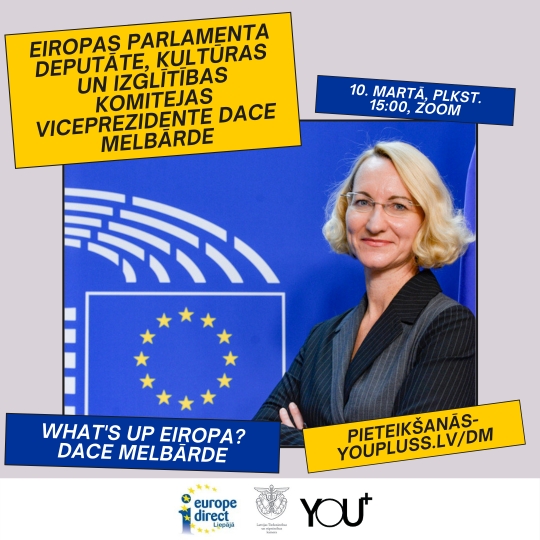 Zoom saruna ar Eiropas Parlamenta deputāti, Kultūras un izglītības komitejas viceprezidenti Daci Melbārdi.